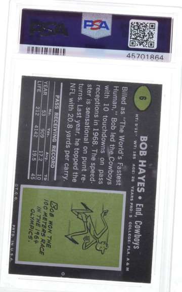 1969 Topps #6 Bob Hayes - PSA NM-MT+ 8.5 - Dallas Cowboys