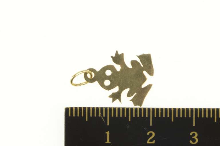 14K Yellow Gold Stylized Frog Cut Out Toad Animal Charm/Pendant