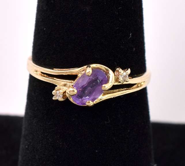 Amazing Purple Amethyst 14K Gold Ring