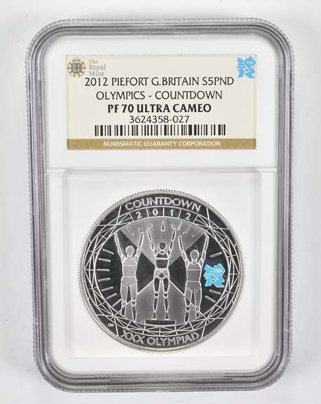 PF70 UCAM 2012 Great Britain 5 Pounds Silver Olympics Piefort NGC