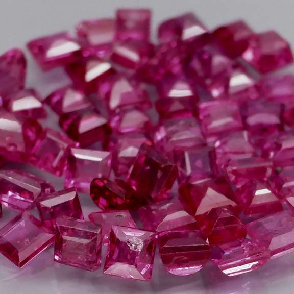 Superb 4.41ct 55 piece princess cut Ruby set