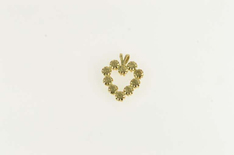 14K Yellow Gold Diamond Inset Heart Love Symbol Vintage Charm/Pendant