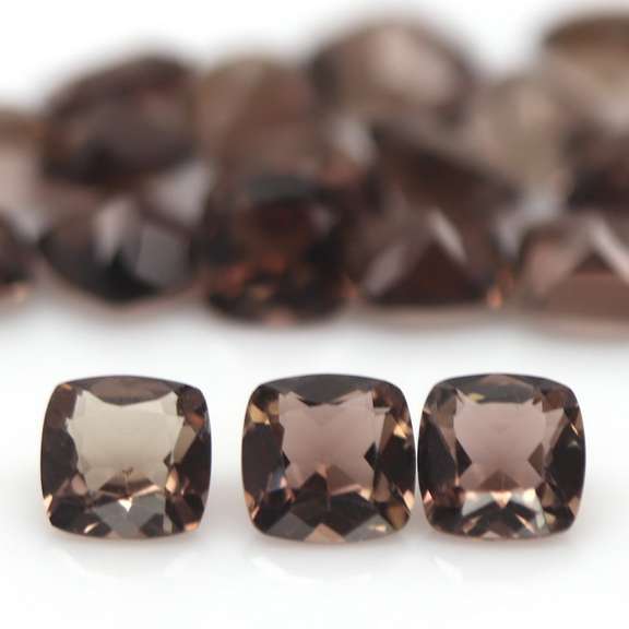 Cushion cut! Unheated! 11.44ct Smoky Quartz set