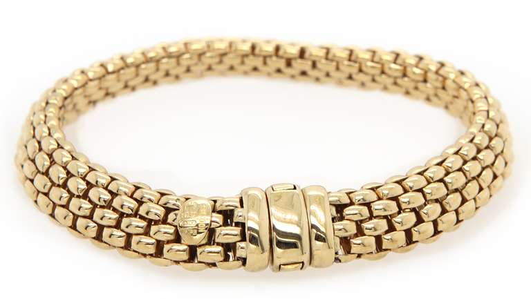 Fope Polished Mesh Bracelet in 18K Yellow Gold