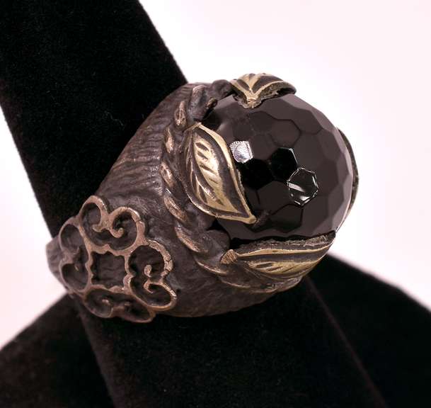 Amazing Vintage Style 12.81CTS Black Onyx Ring in Sterling Silver