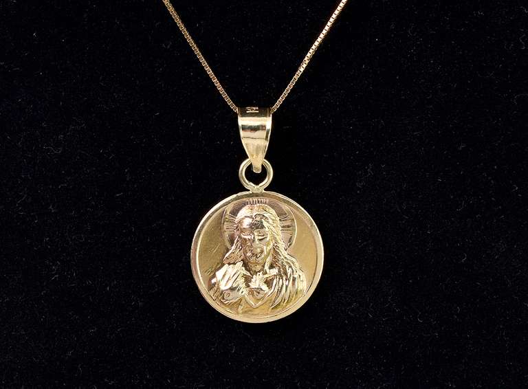 Heavenly Religious Pendant Necklace In 14K Yellow Gold