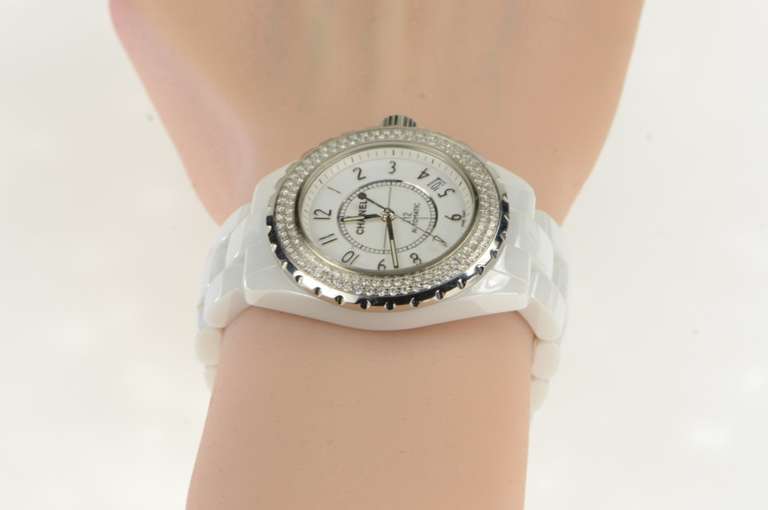 Chanel J-12 H0967 White Ceramic Diamond Women's Watch