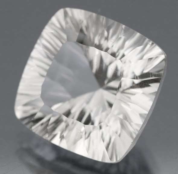 Concave Cushion cut 19.77ct diamond white Quartz