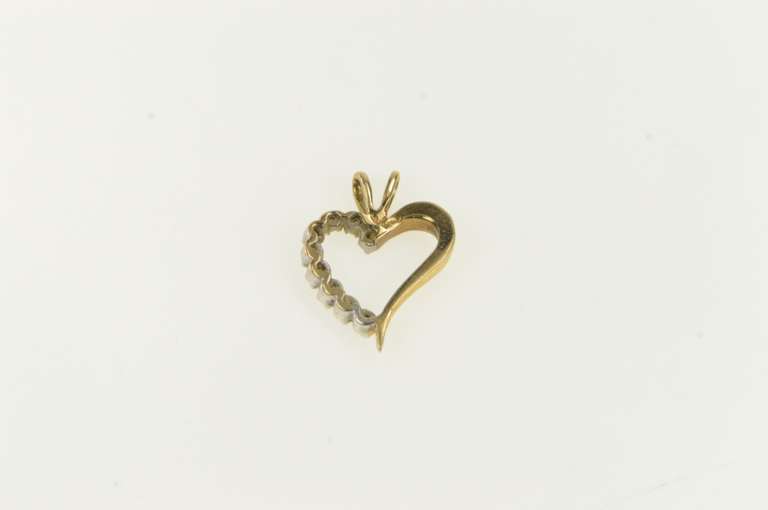 10K Yellow Gold Diamond Classic Heart Love Symbol Pendant