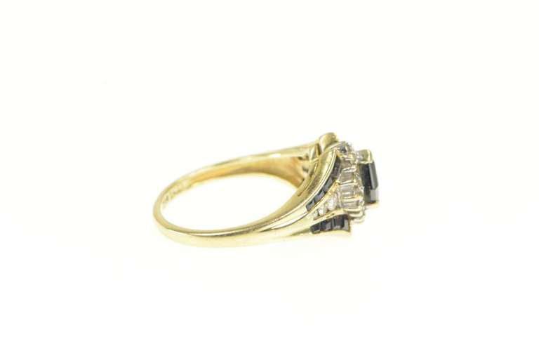 14K Yellow Gold Natural Sapphire Diamond Halo Engagement Ring