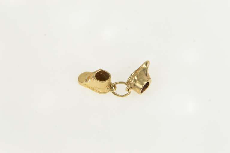 14K Yellow Gold 3D Baby Shoe Bootie Sneaker Vintage Charm/Pendant