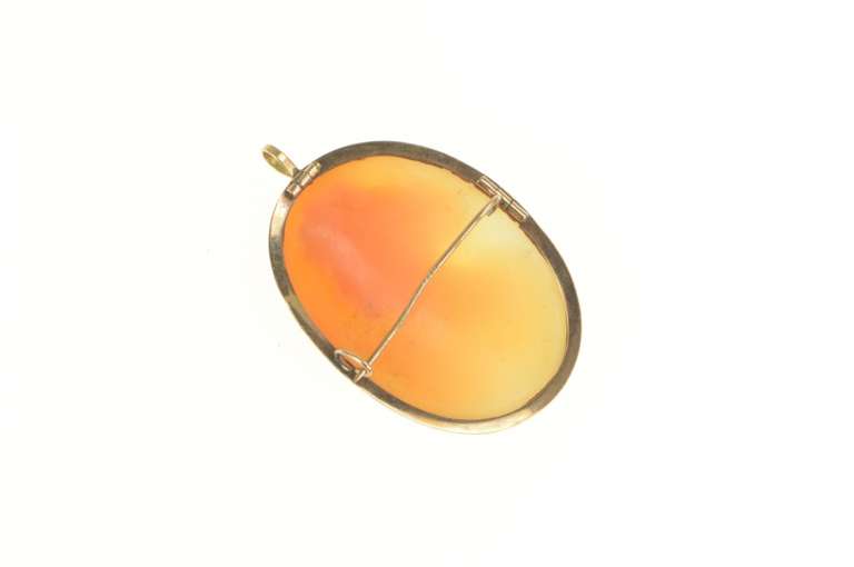 14K Yellow Gold Victorian Carved Shell Cameo Lady Pendant/Pin