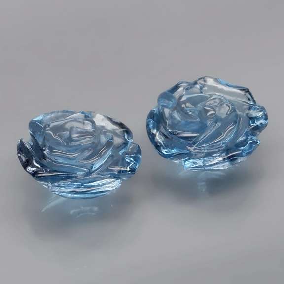 Translucent! 2.87ct London blue Topaz flower carvings