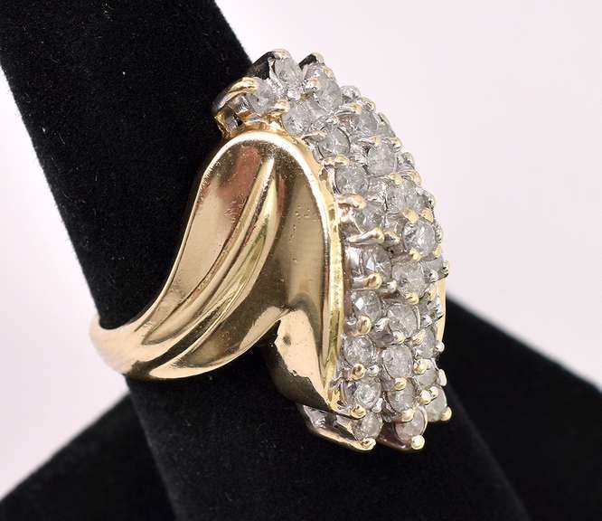 Grand Waterfall Diamond Ring in 14KT Yellow Gold