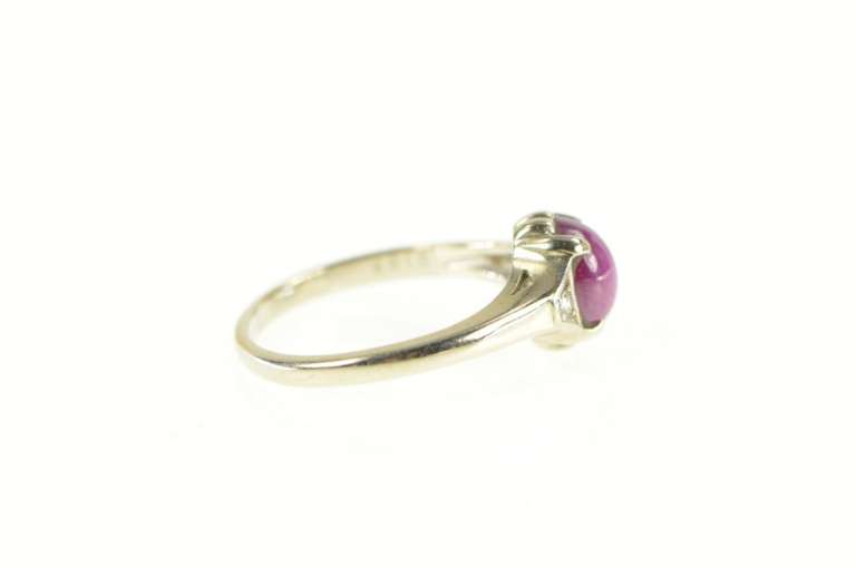 14K White Gold Oval Syn. Star Ruby Diamond 1940's Statement Ring