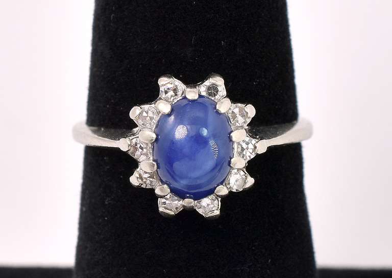 Danity Blue Star Sapphire Ring In 14K Yellow Gold