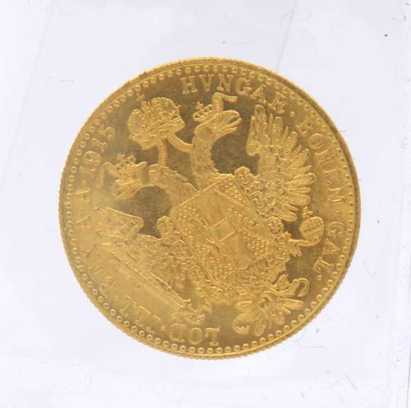 1915 1 Ducat Austria Franc I.O.S.I.D.G Avstriae Imperator Gold Coin