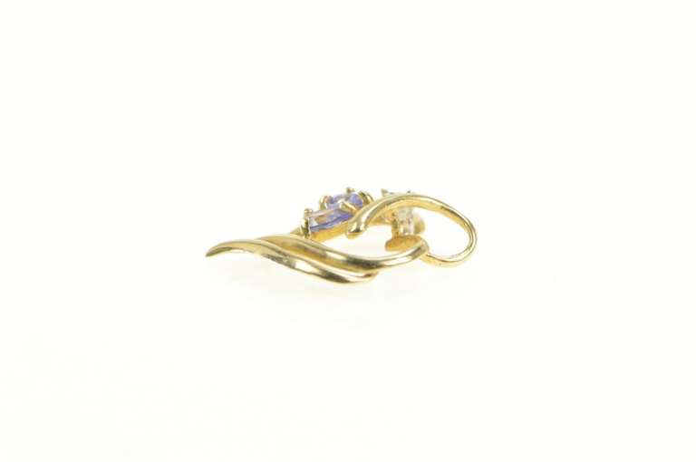 10K Yellow Gold Heart Tanzanite Diamond Inset Love Symbol Pendant