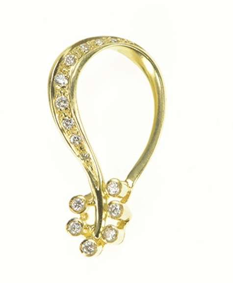 14K Yellow Gold 0.27 Ctw Diamond Ornate Floral Loop Slide Pendant