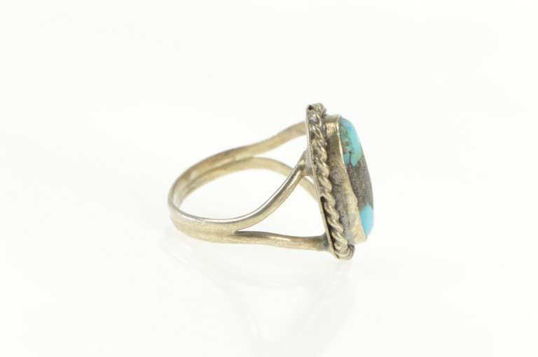 Sterling Silver Oval Turquoise Native American Handmade Ring
