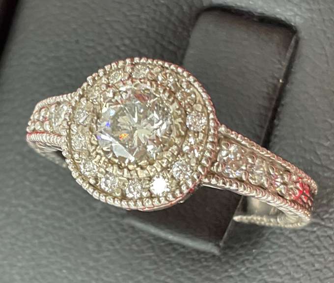 CERTIFIED LADIES 14K WHITE GOLD AND DIAMOND RING