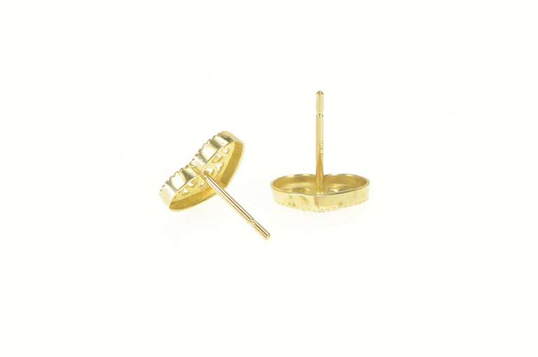 10K Yellow Gold Diamond Inset Heart Filigree Love Symbol Earrings