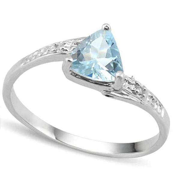 2/5 CT AQUAMARINE SILVER RING