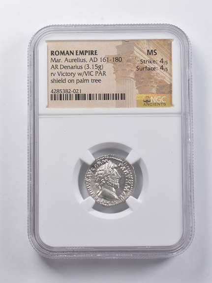 MS AD 161-180 Roman Empire AR Denarius Mar. Aurellus NGC Ancients