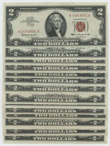 15 Crisp Nice 1953 & 1963 Series $2 Red Seal Notes