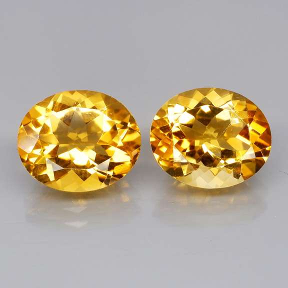 High fire 8.46ct golden yellow Citrine pair