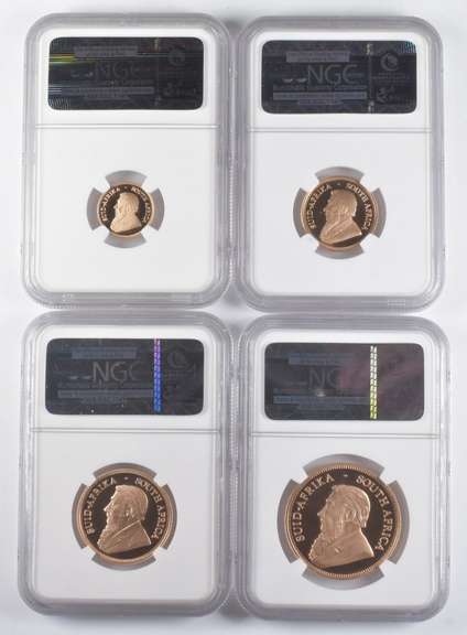 (4) PF69UCAM 2015 South Africa 1/10-1 Krugerrand 1 Of 1st 175 1/10-1 Oz Gold NGC