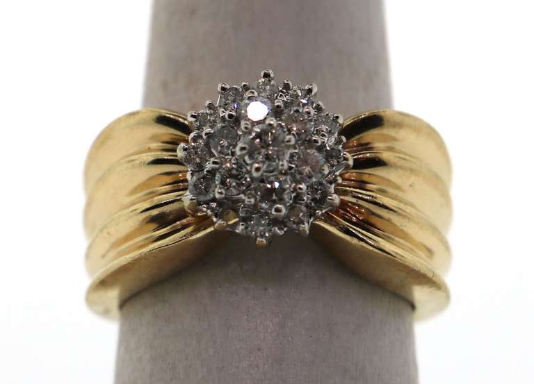 Magnificent Cluster Diamond Ring with Cushion style 14k Gold Band