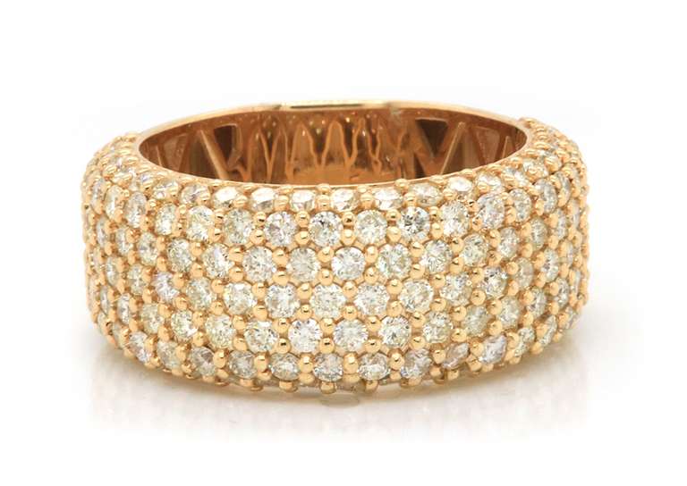 3.30 Carat Diamond Band Ring in Solid Yellow Gold