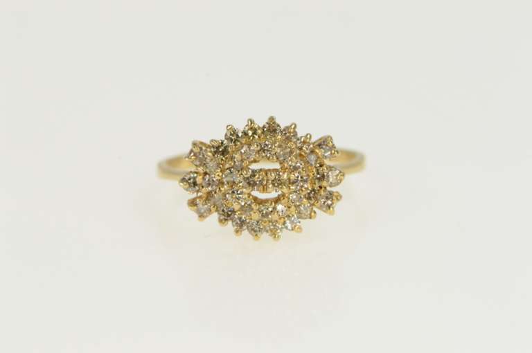 14K Yellow Gold 1.00 Ctw Classic Diamond Vintage Cluster Ring