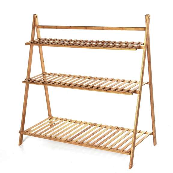 3 Tier Plant Stand Flower Foldable Wooden Rack Shelf