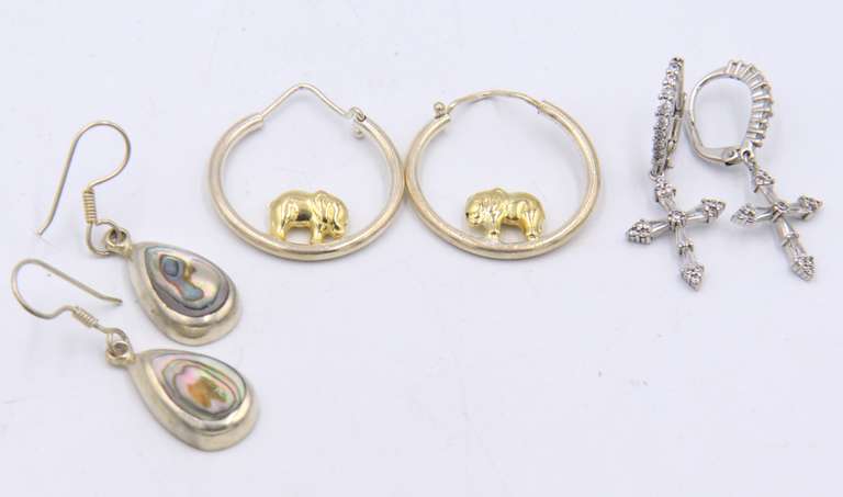 Group Lot of Vintage 925 Sterling Silver Earrings