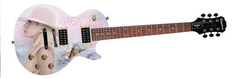 Lady Gaga Signed Gibson Epiphone Les Paul Graphics Guitar ACOA