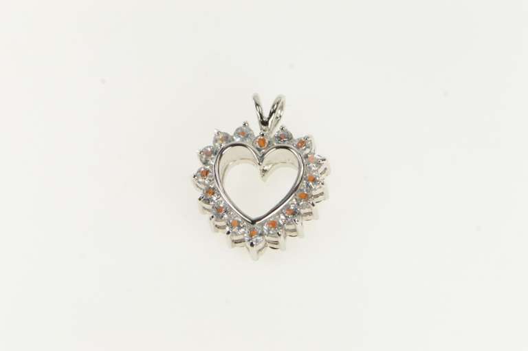 Sterling Silver Cubic Zirconia Garnet Heart Love Reversible Pendant