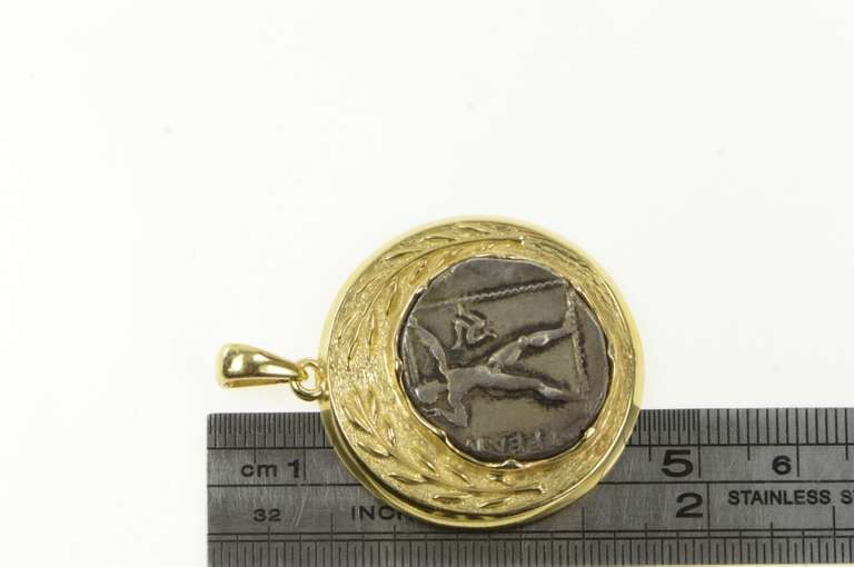 14K Yellow Gold Pamphylia Aspendus Stater Wrestle Coin 380-325 Pendant