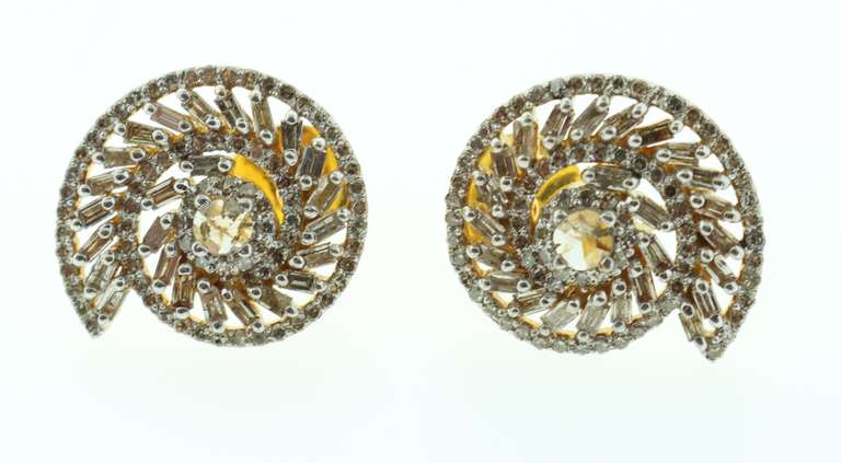 Mesmerizing Diamond Conch Earrings with Gold Plated Silver