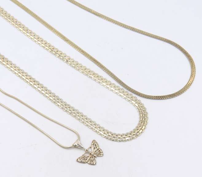 Group Lot of 3 Vintage 925 Sterling Silver Necklaces