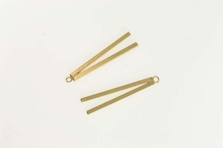 14K Yellow Gold Square Diamond Cut Bar Stud Enhancer Earring Jackets