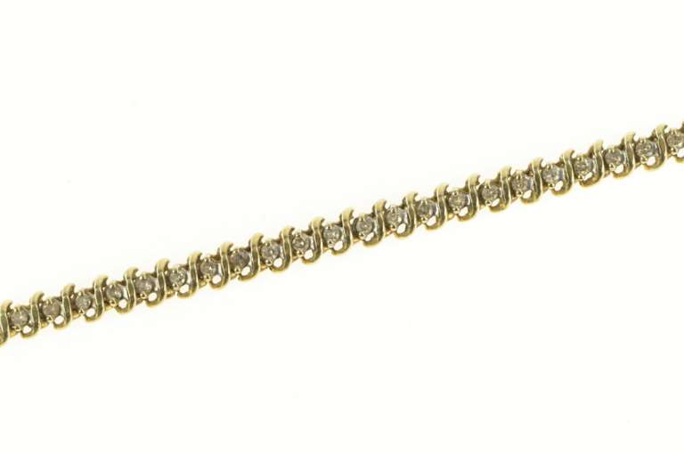 10K Yellow Gold 1.00 Ctw Classic Diamond Tennis Vintage Bracelet