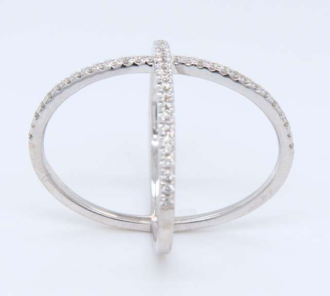 Attractive White Gold Diamond X Ring