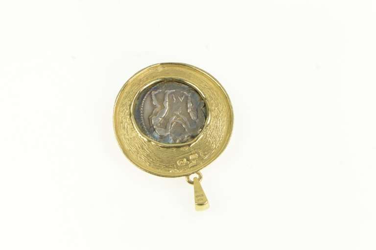 14K Yellow Gold Pamphylia Aspendus Stater Wrestle Coin 380-325 Pendant