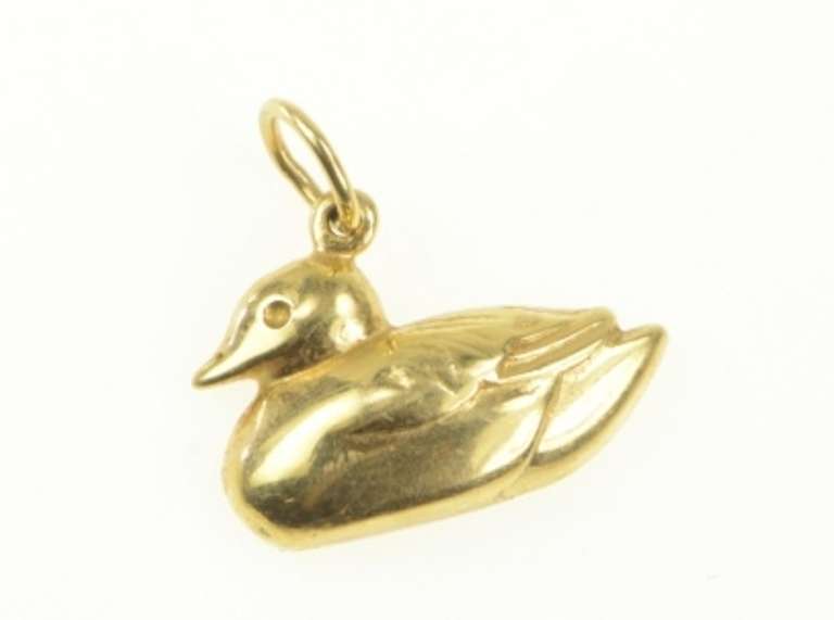 14K Yellow Gold 3D Duck Mallard Aquatic Bird Charm/Pendant