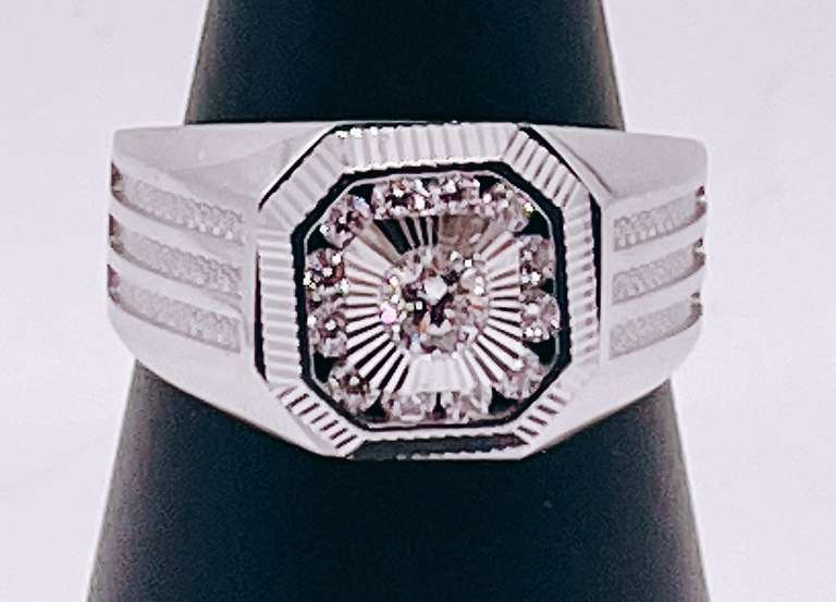 14kt Solid White Gold Men's Ring