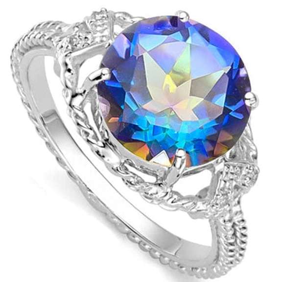 3.51 CT BLUE MYSTIC GEMSTONE SILVER RING