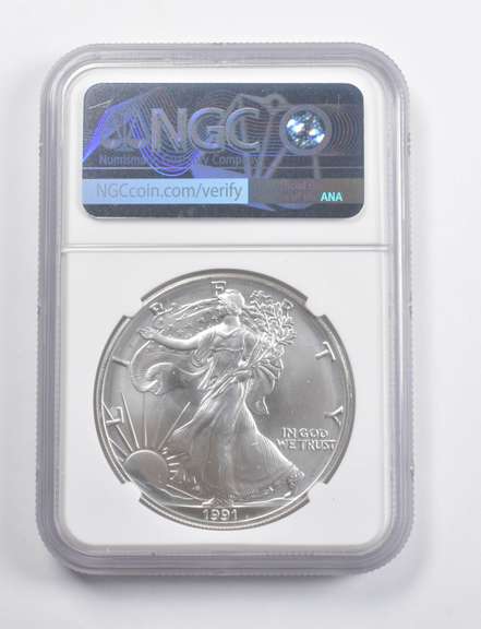 Mint Error MS69 1991 American Silver Eagle REV Struck Thru NGC