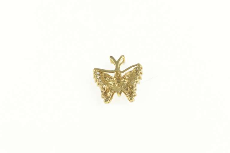10K Yellow Gold Diamond Butterfly Cluster Classic Vintage Pendant